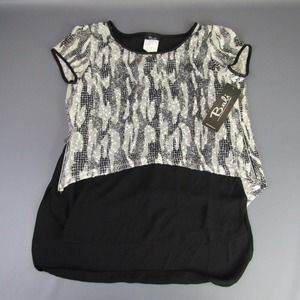 Bali Black & White Blouse‎ Women's Size S Lagenlook Small NWT $79 Formal Shirt